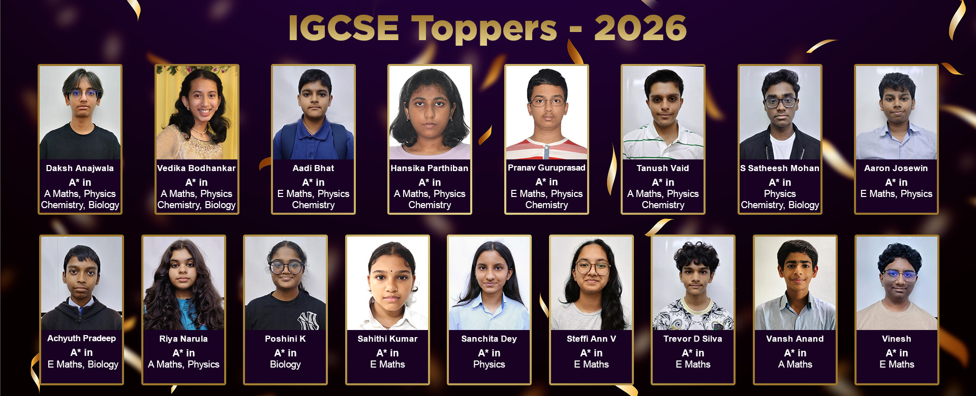 Toppers of IGCSE Exams - 2026